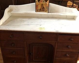 Mid-19th century marble top chest