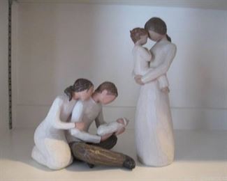 2 Gorgeous Willow Tree Wood Hand Painted Figurines