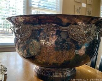 Antique Wallace Harvest Silverplate Punch Bowl