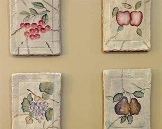 Clay 4 Piece Wall Art with a Fruit Motif