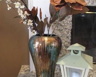 Hallmark Large Lantern with Candle and Multi Colored Vase with Flowers Small
