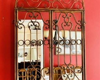 Hand Forged Arched Metal Gated Wall Mirror