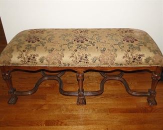 Long tapestry covered bench