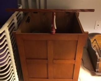 Square, hinged top, cedar chest.