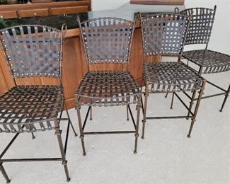 Leather and Iron Bar Stools.