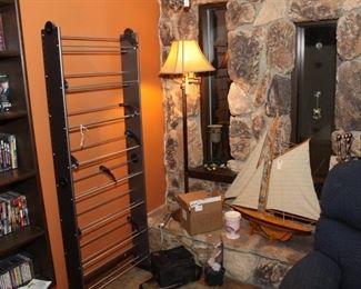 Floor Lamp, Sail Boat Model, DVD Storage Tower