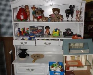this hutch goes with the vanity(in the laundry area) and the twin bed upstairs in the computer room