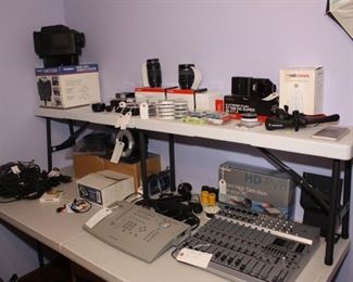 Mic Cords, Studio Lighting /Strobes, Cannon Lenses, Video Editor, Lens Filters, SLR Flash, Video Editor, Audio Mixer, Camera Steady Bracket