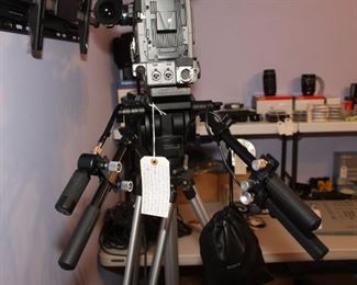 Professional Sony Digital Camera DSR-300A w/ Sony DXF-51 Monitor, Manfrotto Fluid Head 3066, Bogen 3040 Tripod, Manfrotto 3156 Dolly, Canon LO-26 Remote Zoom & Canon LO-28 Focus, w/ bag for Camera, Monitor & Accessories. Sony Headphones.