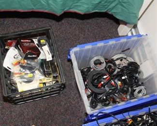 various A/V cords and misc audio visual items some still in their packaging