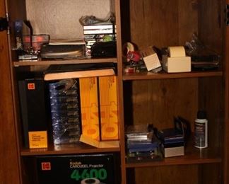 Kodak Slide Carosels, Blank VHS tapes, Dymo Labeler, Bother P-Touch Labeler