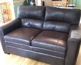 Brown Leather Loveseat