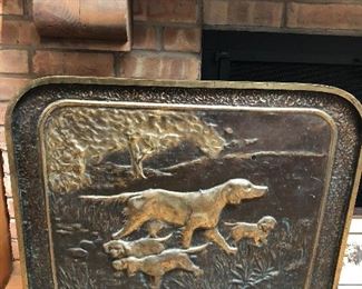 Vintage, Myttons, Pressed Brass Fireplace, Spark Screen