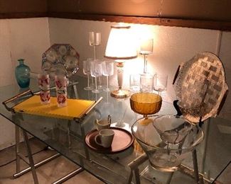 Contemporary Glass and Brushed Metal Table