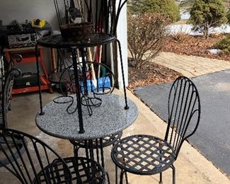 Metal & Granite top Bistro Table and Chairs