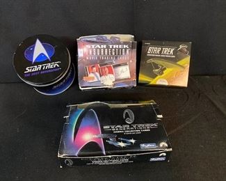 Star Trek movie trading cards, Star Trek generations cinema collection cards, Star Trek remastered original series trading cards and Star Trek the next generation tin