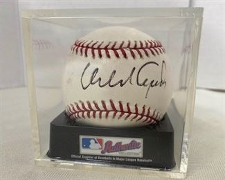 Signed baseball in collector box