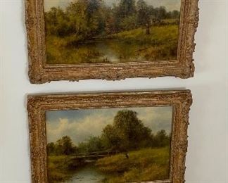 English Landscapes, oil on canvas.  Signed and dated, 1888, Scott Callowhill (Thomas Scott Callowhill).  