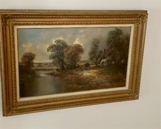 English Landscape, oil on canvas.  Signed W. Richards