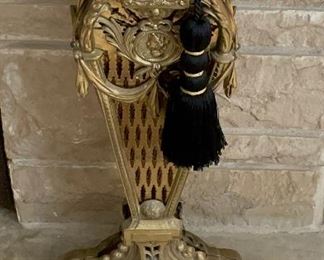 Victorian style brass fireplace fan