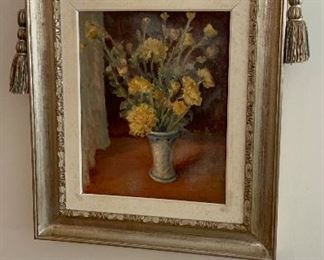 Flowers in a Ceramic Pitcher, oil on canvas (laid on board), Leonardo Pizzanelli