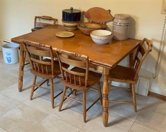 Vintage Table with self-storing pull-out Leaves