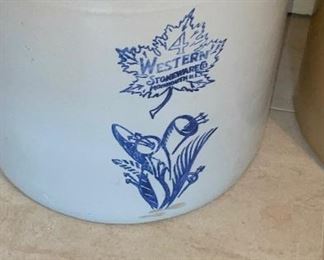 Western Maple Leaf Stoneware Crock