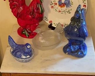 French Country style roosters and hens