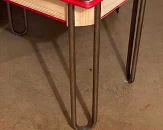 Vintage White and Red Enamel top table.  Silverware drawer intact!