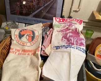 Red Comb and Ceresota flour sack aprons