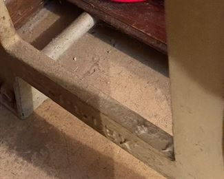 Vintage industrial cast iron table, stamped 'Simplex"