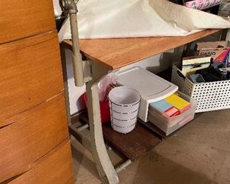 Vintage industrial cast iron table, stamped 'Simplex"