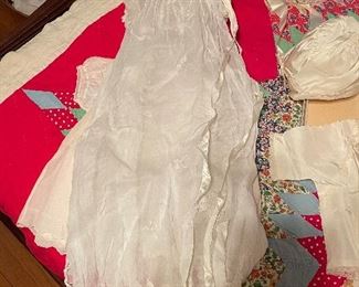 Vintage christening gowns, slips, hats