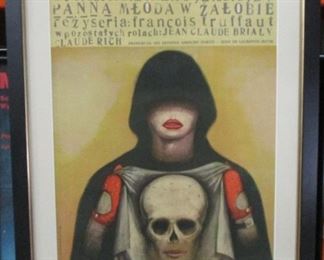 VINTAGE POLISH FILM POSTER JEANNE MOREAU (41"X31") MUST SHIP WITH FRAME

