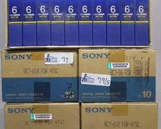 5 BOXES SONY TAPES INCLUDING BCT-D012 APPX 17 PIECES, BCT-D6 APPX 20 PIECES, BCT-D32 APPX 10 PIECES, NOS

