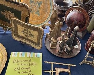 Florentine trays & cast iron finials