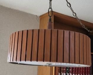 Mid Century Modern Teak swag lamp