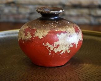 decorative, distressed red vase
