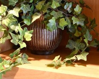 metal planter with faux ivy 