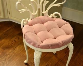 metal vanity bench, tufted seat