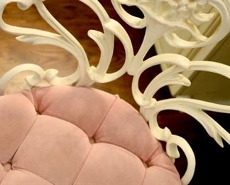 metal vanity bench, tufted seat