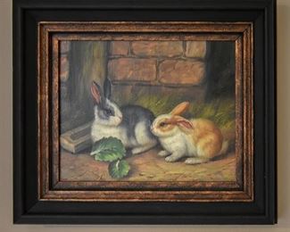framed bunny art