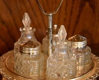 silver condiments and spice tray