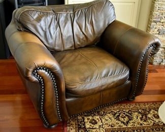 leather club chair with nailhead trim 
