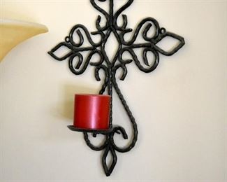 iron cross art candle sconce