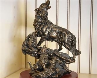 wolf and wildlife sculpture