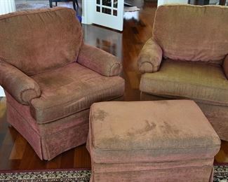 upholstered chairs (2/pair) and ottoman 