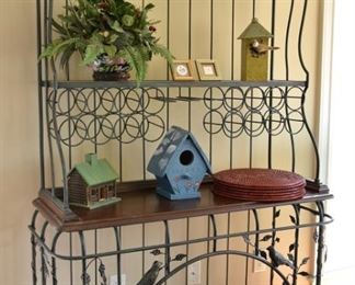 baker's rack with wine bottle storage