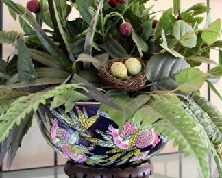 bowl and faux plants