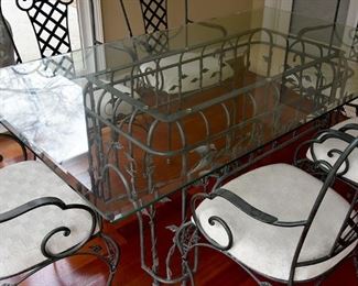 dining room table with glass top and six/6 chairs 
